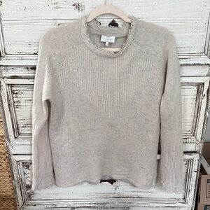 Lucky Brand Neutral Cream Raw-Edge Crewneck Sweater